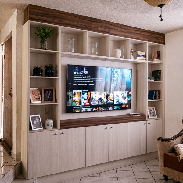 Proyectos muebe de melamina para tv y multimedia