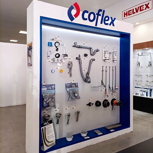 Proyectos exhibidor de coflex con luz led para mostrar productos de ferreteria y plomeria