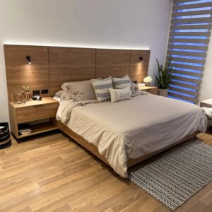 muebles recamara cama buros cabecera madera